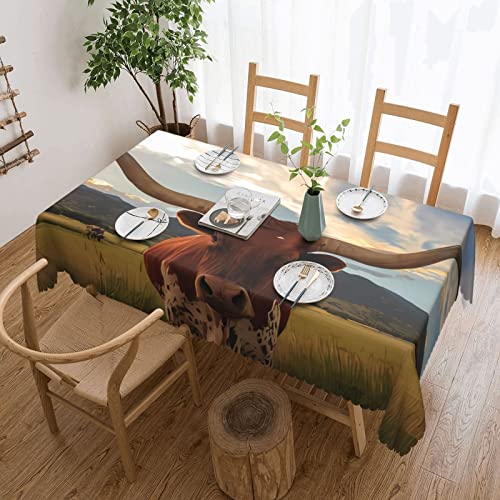 Tischdecke mit Kuh-Motiv, flecken- und knitterfrei, waschbar, rechteckig, für Küche, Esszimmer, Party, Heimdekoration, 140 x 180 cm von DEHIWI