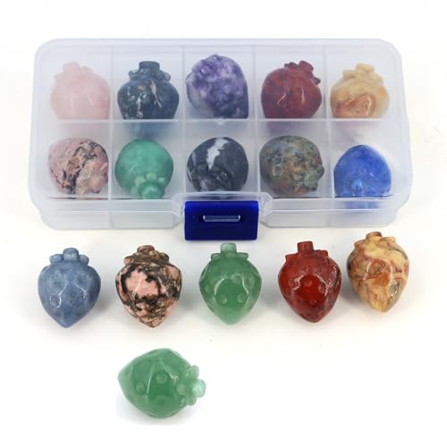 10 Stück/Box, zufälliger natürlicher Rohstein-Set, Kristall, geschnitzt, Totenkopf, runde Perlen, Chakra, Herzform, Apfelanhänger, Geschenk, Erdbeere 10 Stück/Box, zufälliger natürlicher Rohstein-Set, Kristall, geschnitzt, Totenkopf, runde Perlen, Chakra, Herzform, Apfelanhänger, Geschenk, Erdbeere von DEJIN