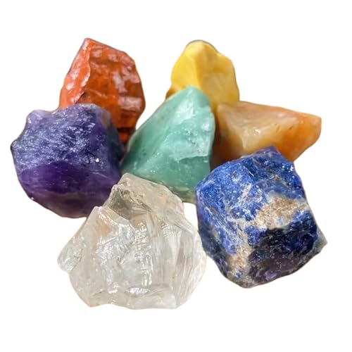 7 Stück/Set Kristall-Rohstein, 2 - 3 cm, Naturstein, Amethyst, Sonnenstein, Gelb, Aventurin, Lapislazuli, roter Jaspis von DEJIN