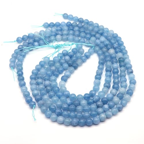 Aquamarin-Naturstein-Perlen, rund, lose Perlen zum Basteln, für Armbänder, Halsketten, Ohrringe, Zubehör, 4/6/8/10 mm, 6 mm Aquamarin-Naturstein-Perlen, rund, lose Perlen zum Basteln, für Armbänder, Halsketten, Ohrringe, Zubehör, 4/6/8/10 mm, 6 mm von DEJIN