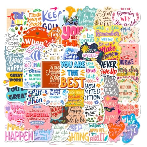 Motivierende Text-Aufkleber, Vinyl, wasserdicht, Belohnungen, Partygeschenke, für Wasserflaschenkoffer, Skateboards, Koffer, Gitarren, 50 Stück Motivierende Text-Aufkleber, Vinyl, wasserdicht, Belohnungen, Partygeschenke, für Wasserflaschenkoffer, Skateboards, Koffer, Gitarren, 50 Stück von DEJIN