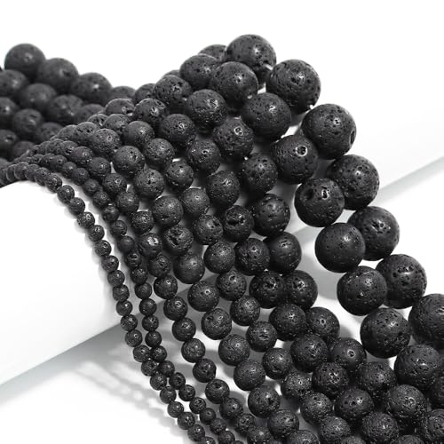 Natürliche schwarze Lava-Perlen, 4 mm, 6 mm, 8 mm, 10 mm, 12 mm, runde Vulkanperlen, lose Perlen für Schmuckherstellung, Anhänger, Halsketten, Geschenk, 4 mm: ca. 90 Stück/Strang/8 g Natürliche schwarze Lava-Perlen, 4 mm, 6 mm, 8 mm, 10 mm, 12 mm, runde Vulkanperlen, lose Perlen für Schmuckherstellung, Anhänger, Halsketten, Geschenk, 4 mm: ca. 90 Stück/Strang/8 g von DEJIN