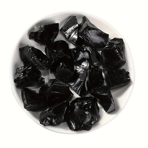 Obsidian, rauer, schwarzer Stein, Quarz-Dekoration für Zuhause, natürliche heilende Aura-Dekoration, 200 g Obsidian, rauer, schwarzer Stein, Quarz-Dekoration für Zuhause, natürliche heilende Aura-Dekoration, 200 g von DEJIN