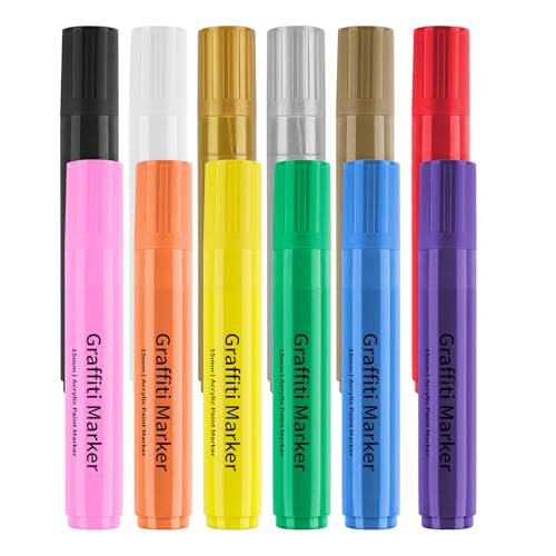 12 PCs 15 Mm Breites Acryl Stift Acryl Marker Zeichnung Stift Malvorlagen Kunsthandwerk Für Bastelsteine Malerei Glas 12 PCs 15 Mm Breites Acryl Stift Acryl Marker Zeichnung Stift Malvorlagen Kunsthandwerk Für Bastelsteine Malerei Glas von DEKKRYNFV
