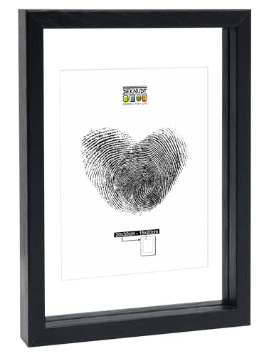 DEKNUDT Frames S68SG2 Bilderrahmen, zwischen zwei Gläsern, schwarzer Rand, MDF-Holz, für Format bis 20 x 30 cm, zum Aufstellen von DEKNUDT