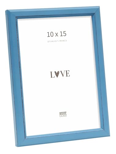 Deknudt Frames S236F6 Bilderrahmen für Format 10x15 cm, Holz, zum Aufhängen oder Aufstellen, Blau von DEKNUDT
