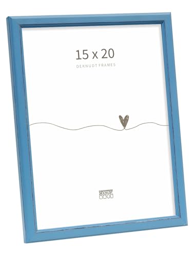Deknudt Frames S236F6 Bilderrahmen für Format 15x20 cm im Landhausstil Blau Holz zum Aufhängen oder Aufstellen von DEKNUDT