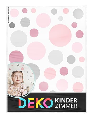 DEKO KINDERZIMMER 172 Stück Punkte Set Wandtattoo Polka Dots für Kinderzimmer Pastell Farben Kreise Wandaufkleber Sticker selbstklebend grau rosa DK1125-02 von DEKO KINDERZIMMER