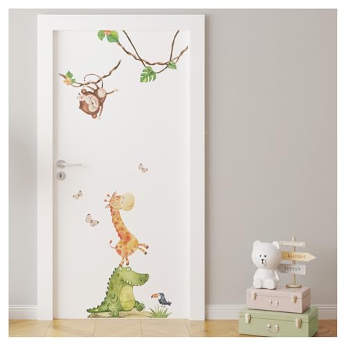 DEKO KINDERZIMMER Wandsticker Türaufkleber Safari Tiere Wandtattoo Dschungel Kinderzimmer Wandaufkleber Babyzimmer Wanddeko DK1004-1 von DEKO KINDERZIMMER