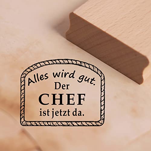 Motivstempel Alles wird gut, der Chef ist jetzt da Stempel Etikett 48 x 38 mm von DEKO-LANDO