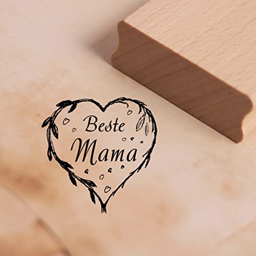 Motivstempel Beste Mama Stempel Herz 38 x 38 mm von DEKO-LANDO