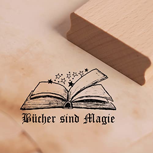 Motivstempel Bücher sind Magie Stempel Buch Sterne 48 x 28 mm von DEKO-LANDO