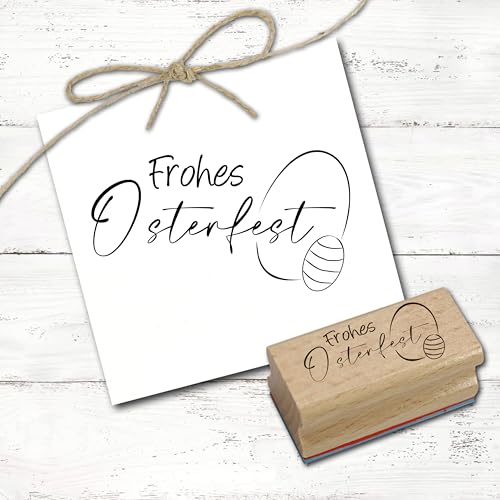 Dekolando Motivstempel Frohes Osterfest Stempel Ostereier Osterstempel minimalistisch Holzstempel - Abdruck 68 x 38 mm von DEKO-LANDO