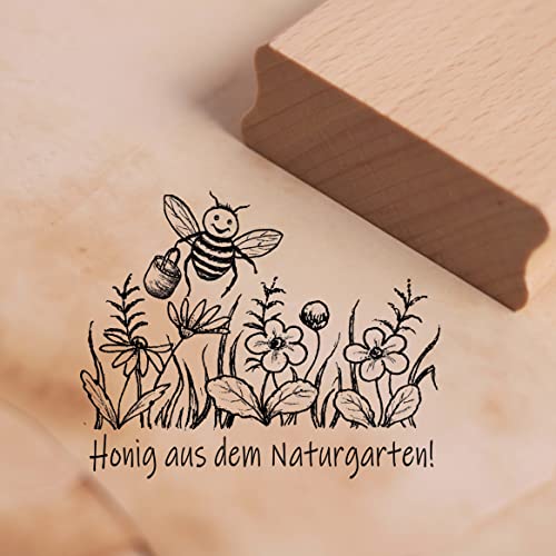 DEKO-LANDO Motivstempel Honig aus dem Naturgarten Stempel Biene Blumenwiese 48 x 38 mm von DEKO-LANDO