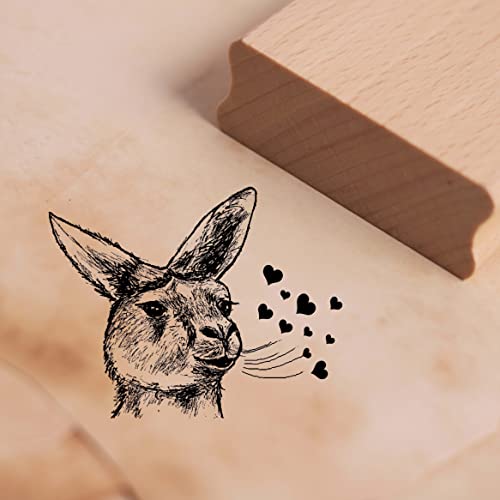 Motivstempel Känguru in love Stempel Kängurukopf Herzen 48 x 38 mm von DEKO-LANDO