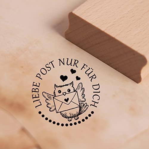 DEKO-LANDO Motivstempel Liebe Post nur für dich Stempel Eule Herzen 38mmx38mm, Natur DEKO-LANDO Motivstempel Liebe Post nur für dich Stempel Eule Herzen 38mmx38mm, Natur von DEKO-LANDO