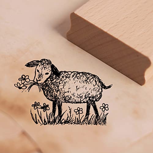 Motivstempel Schaf auf der Blumenwiese Stempel 38 x 26 mm von DEKO-LANDO