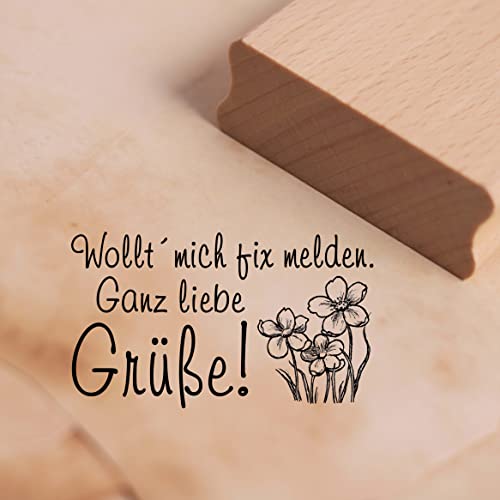 Motivstempel Wollt' mich fix melden - ganz liebe Grüße Stempel Blumen 48 x 28 mm von DEKO-LANDO