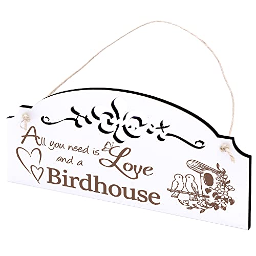 Schild Vogelhaus mit Vögeln Deko 20x10cm - All you need is Love and a Birdhouse - Holz Wanddeko Dekoration Wand Schild Vogelhaus mit Vögeln Deko 20x10cm - All you need is Love and a Birdhouse - Holz Wanddeko Dekoration Wand von DEKO-LANDO