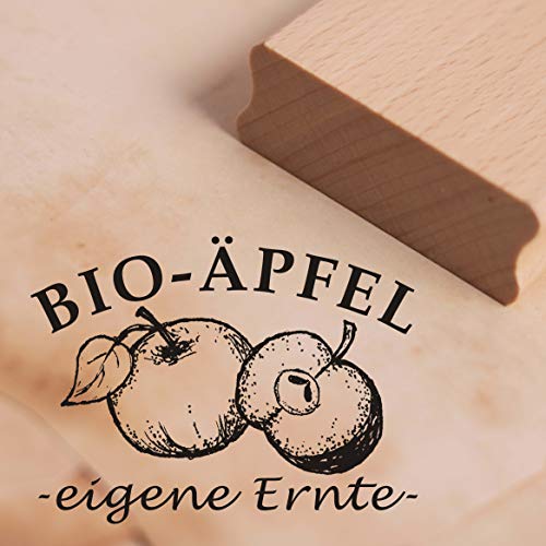Stempel Bio Äpfel - eigene Ernte - Motivstempel ca. 38 x 28 mm von DEKO-LANDO