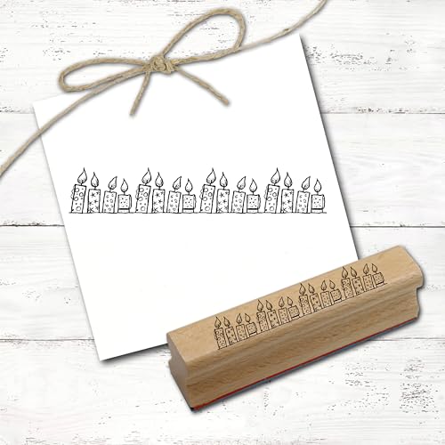 Stempel Bordüre Kerzen - Motivstempel Kerze Holzstempel Hygge Winter Herbst Advent - Abdruck 98 x 18 mm von DEKO-LANDO