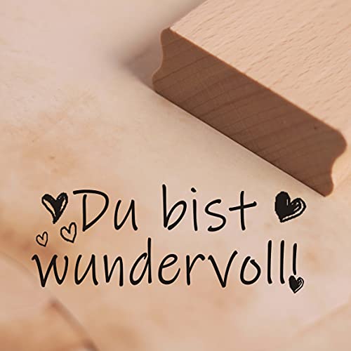 Stempel Du bist wundervoll - Herzen Motivstempel ca. 68 x 27 mm von DEKO-LANDO