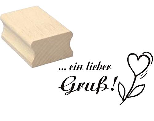 Stempel Ein lieber Gruß - Herz Blume - 50 x 30 mm von DEKO-LANDO