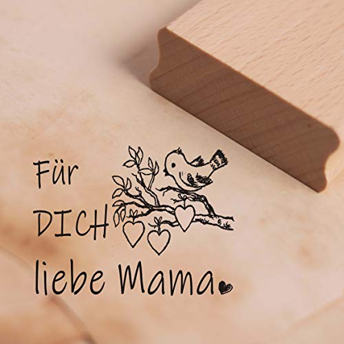 Stempel Für dich liebe Mama - Vogel Herzen Motivstempel ca. 48 x 36 mm von DEKO-LANDO