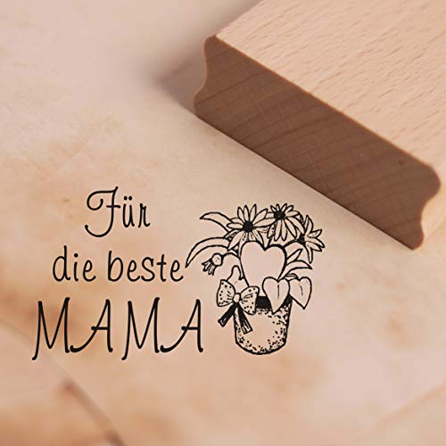 Stempel Für die beste Mama - Blumentopf Motivstempel ca. 48 x 28 mm von DEKO-LANDO