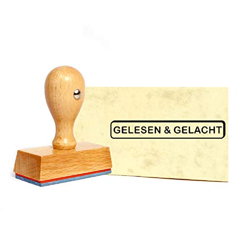Stempel Gelesen & gelacht - Holzstempel - 59 x 9 mm von DEKO-LANDO