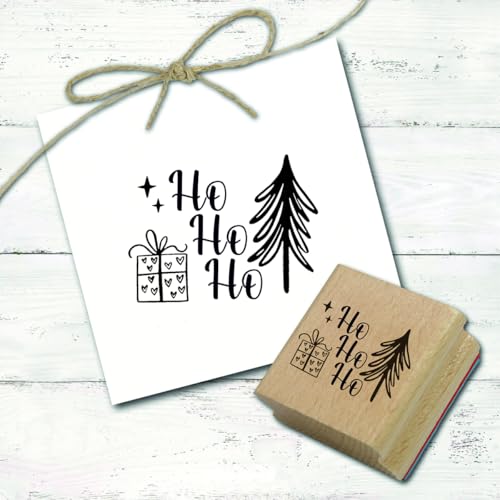 Dekolando Stempel Ho ho ho - Tanne Geschenk Herzen - Weihnachten Motivstempel Holzstempel Weihnachtsstempel modern - Abdruck 48 x 41 mm Dekolando Stempel Ho ho ho - Tanne Geschenk Herzen - Weihnachten Motivstempel Holzstempel Weihnachtsstempel modern - Abdruck 48 x 41 mm von DEKO-LANDO
