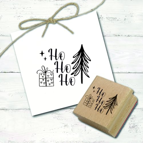 Stempel Ho ho ho - Tannenbaum Geschenk Motivstempel modern minimalistisch ca. 48 x 41 mm von DEKO-LANDO