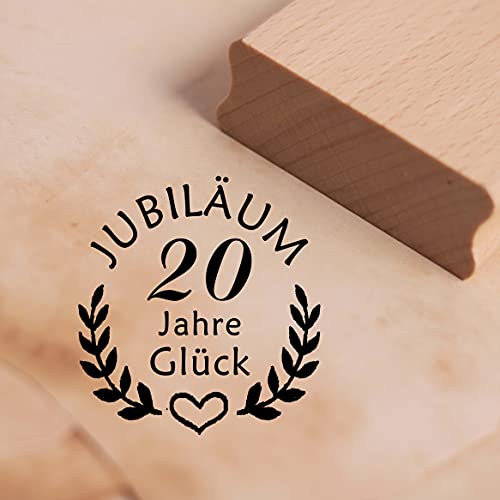 Stempel Jubiläum 20 Jahre Glück - Motivstempel ca. 38 x 38 mm von DEKO-LANDO