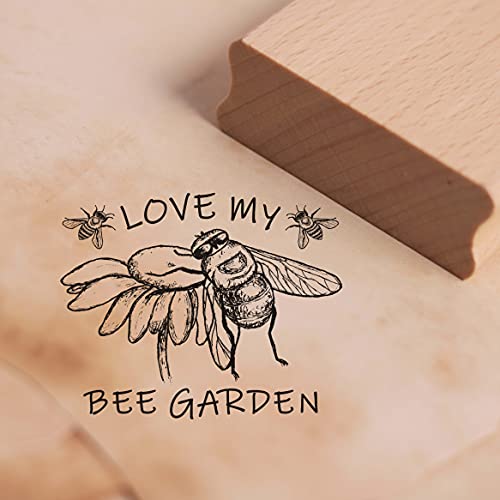 Stempel Love my bee garden - Bienen Motivstempel ca. 48 x 38 mm von DEKO-LANDO