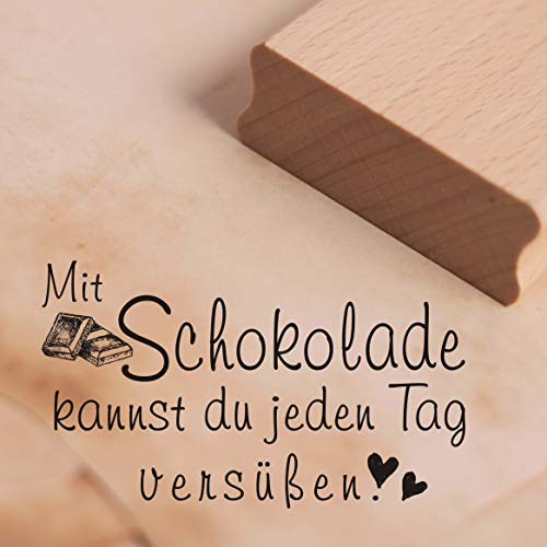 Stempel Mit Schokolade kannst du jeden Tag versüßen - ca. 48 x 28 mm von DEKO-LANDO