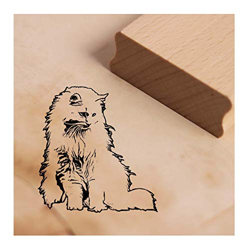 Stempel Motivstempel Katze Angorakatze - Katzenmotiv Holzstempel ca. 38x38mm von DEKO-LANDO