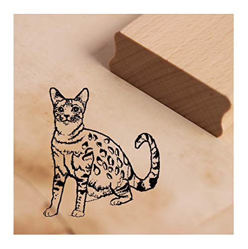 Stempel Motivstempel Katze Bengalkatze - Katzenmotiv Holzstempel ca. 38x38mm von DEKO-LANDO