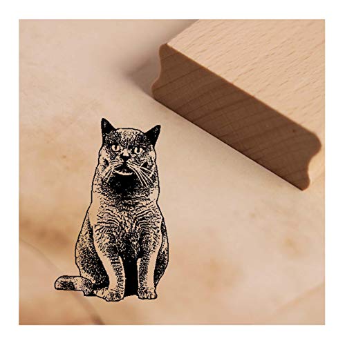 Stempel Motivstempel Katze Britisch Kurzhaar - Katzenmotiv Holzstempel ca. 38x38mm von DEKO-LANDO