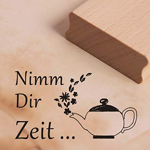 Stempel Nimm Dir Zeit - Motivstempel Tee Kanne - ca. 48 x 26 mm von DEKO-LANDO