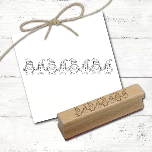 Dekolando Stempel Wichtel Bordüre - Weihnachtsstempel Holzstempel Weihnachten Motivstempel - Abdruck 98 x 18 mm von DEKO-LANDO