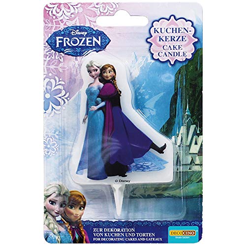 DECOCINO Kuchen-Kerze Frozen Anna & Elsa – Höhe ca.7 cm – 2D Disney Wachs-Kerze zum Dekorieren von Kuchen, Muffins & Torten – Geburtstags-Deko von DECOCINO