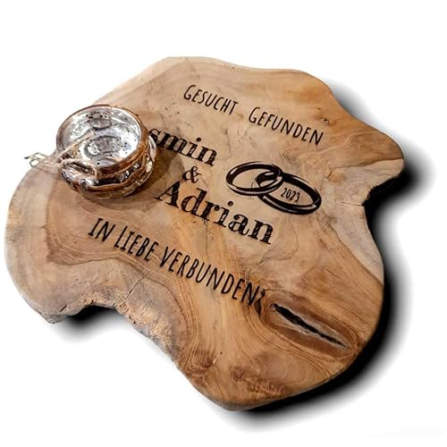 Personalisierte Baumscheibe Holzscheibe 25cm azs Teak mit Wunschtext Gravur Personalisierte Baumscheibe Holzscheibe 25cm azs Teak mit Wunschtext Gravur von DEKOGURU