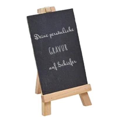 Personalisierte Schiefertafel mit Gravur 15cm auf Holz Staffelei | Wunschtext Personalisierte Schiefertafel mit Gravur 15cm auf Holz Staffelei | Wunschtext von DEKOGURU