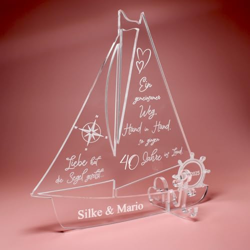 DEKOLANDO Geschenk Rubine Hochzeit personalisiertes Schiff aus Acryl 40 Rubinhochzeit- Personalisierte Geschenke zur Rubinene Hochzeit Rubin DEKOLANDO Geschenk Rubine Hochzeit personalisiertes Schiff aus Acryl 40 Rubinhochzeit- Personalisierte Geschenke zur Rubinene Hochzeit Rubin von DEKOLANDO