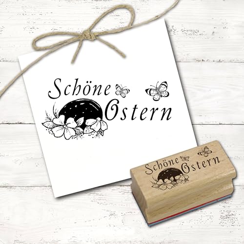 Dekolando Schöne Ostern - Osterei Schmetterlinge Motivstempel Holzstempel Osterstempel - Abdruck 58 x 28 mm von DEKOLANDO