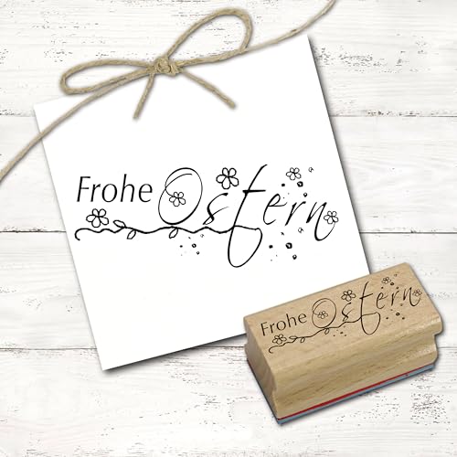 Dekolando Stempel Frohe Ostern Schriftzug - Motivstempel Holzstempel Osterstempel - Abdruck 98 x 38 mm von DEKOLANDO