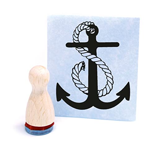 Ministempel Anker - kleiner Holzstempel mini Motivstempel Kegel Figur Ø12 mm von DEKOLANDO