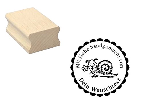 Motivstempel HANDMADE STEMPEL - SCHNECKE - mit Wunschtext Name von DEKOLANDO