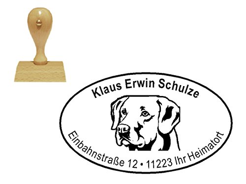 Stempel Adressenstempel « LABRADOR RETRIEVER KOPF » mit persönlicher Adresse und Motiv - Motivstempel - Hunde Haustier von DEKOLANDO