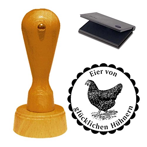 Stempel Eier von glücklichen Hühnern - Motivstempel schwarzes Huhn mit Kissen von DEKOLANDO